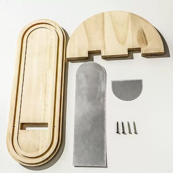 Pine Wood & Acrylic Mirror Wall Shelf