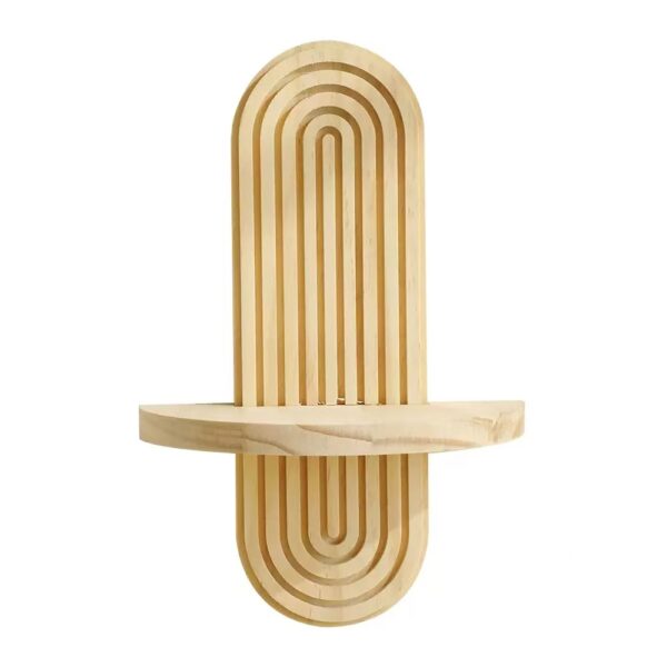 Pine Wood Geometric Wall Shelf (Home Decor)