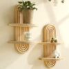 Pine Wood Geometric Wall Shelf (Home Decor)