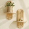 Pine Wood Geometric Wall Shelf (Home Decor)