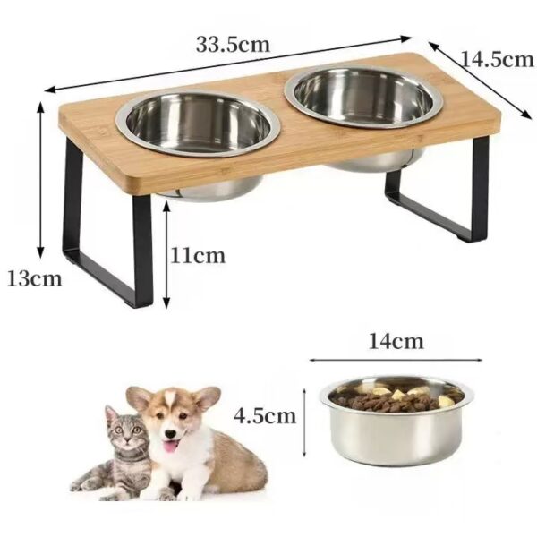 Elevated Bamboo Pet Feeding Bowl Set (Double/Triple Bowl)