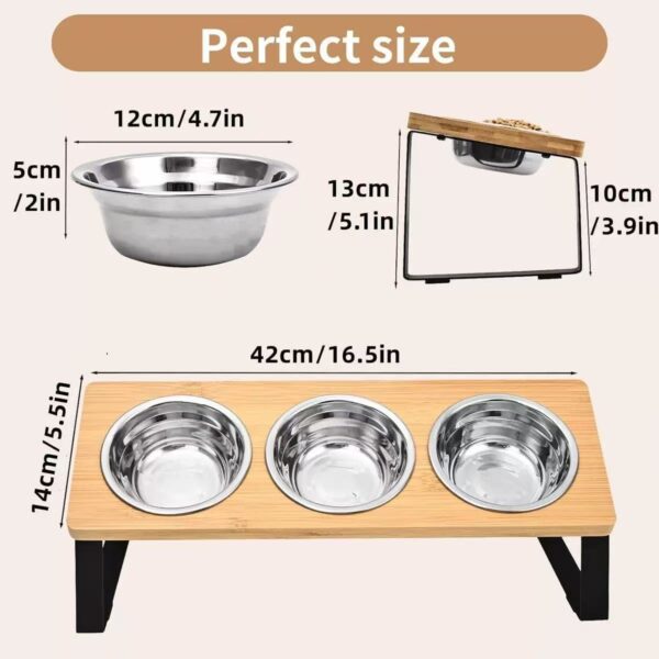Elevated Bamboo Pet Feeding Bowl Set (Double/Triple Bowl)