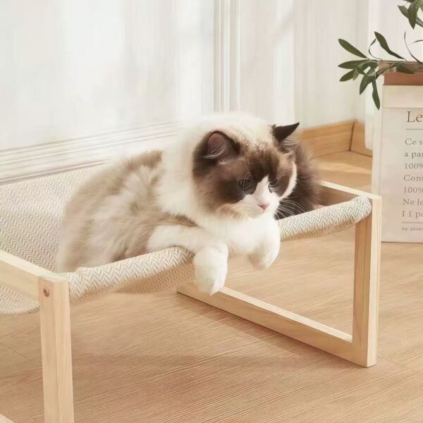 Pine Wood Single/Double-Layer Cat Hammock Bed