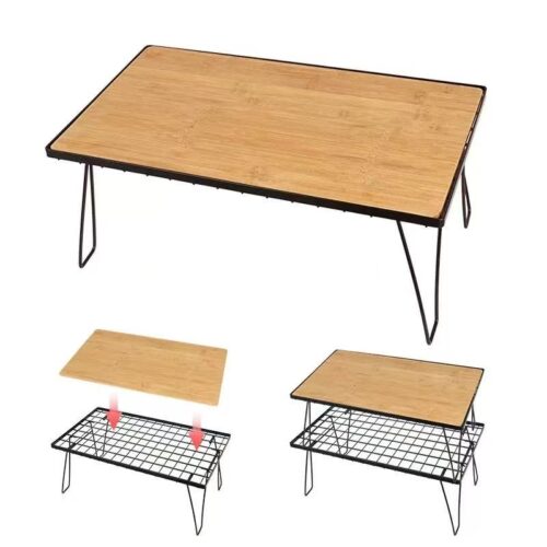 Foldable Iron Frame Bamboo Outdoor Multi-Purpose Table