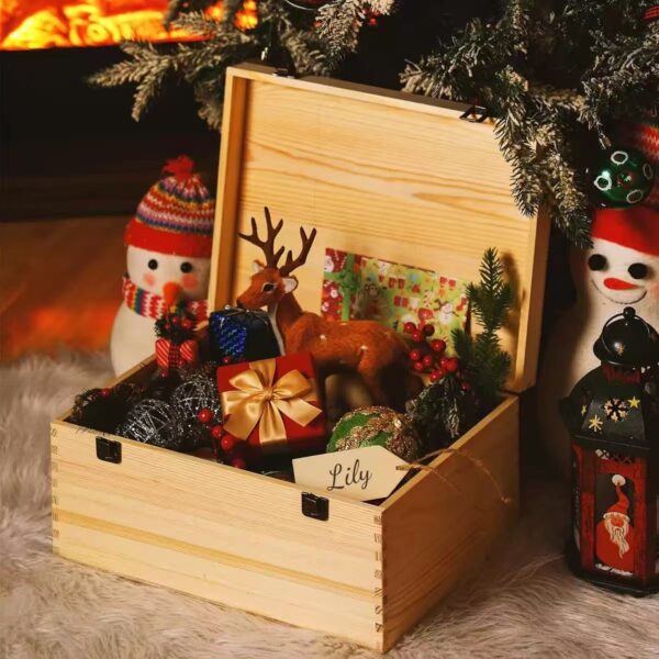 WechatIMG406 Custom Christmas Eve Santa Mail Pine Wooden Gift Box