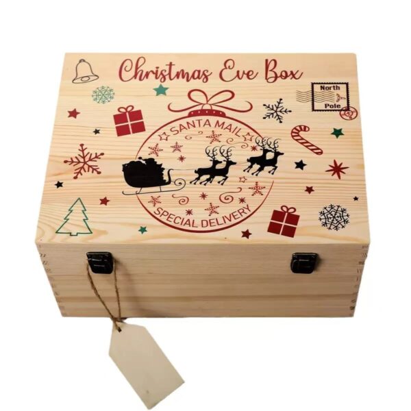 WechatIMG408 Custom Christmas Eve Santa Mail Pine Wooden Gift Box