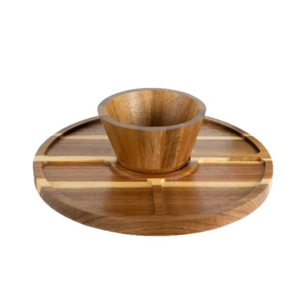 Acacia Wood Dessert Stand with Acrylic Dome Cover