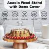 Acacia Wood Dessert Stand with Acrylic Dome Cover