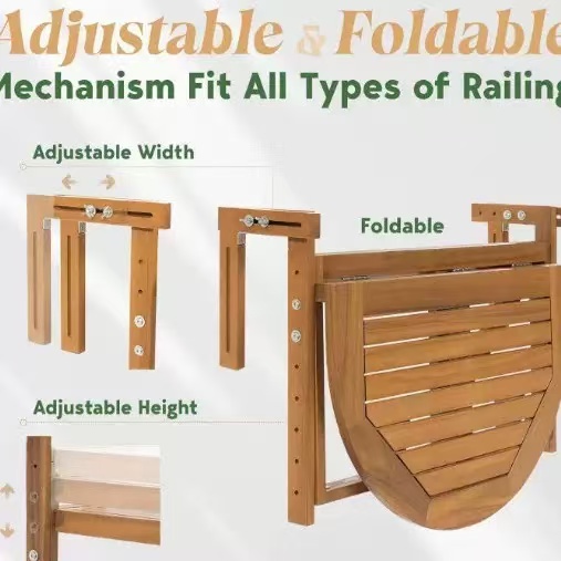 Compact & Heavy-Duty Pine Wood Balcony Table