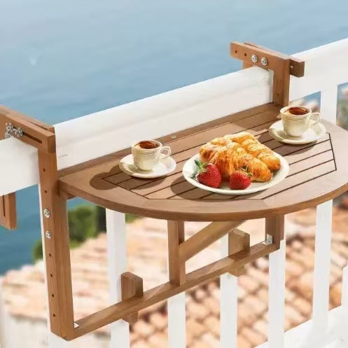 Compact & Heavy-Duty Pine Wood Balcony Table
