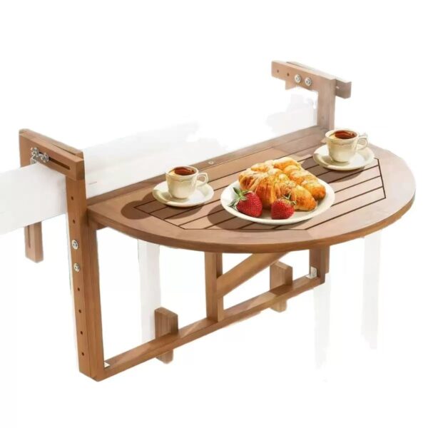 Compact & Heavy-Duty Pine Wood Balcony Table