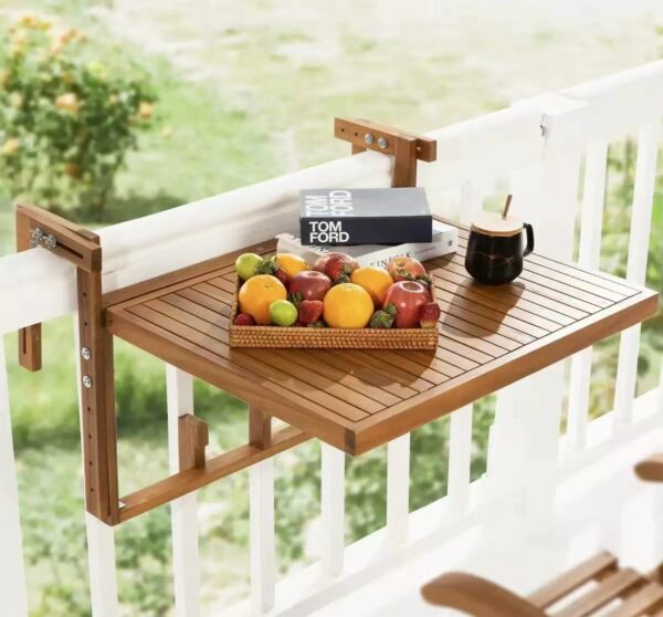 Compact & Heavy-Duty Pine Wood Balcony Table