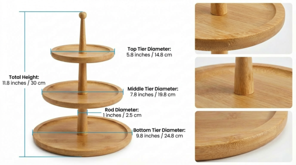 Three-Layer Round Wooden Tray