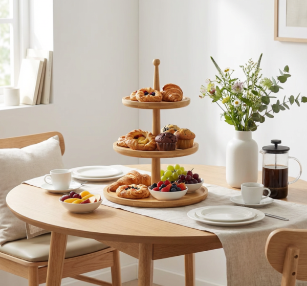 Three-Layer Round Wooden Tray