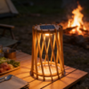 Solar-Powered Rechargeable Wooden Lamp