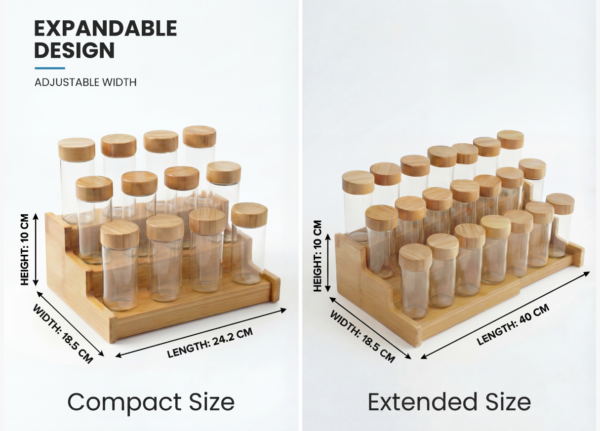 Bamboo Expandable Spice Jar Organizer Set