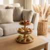 Three-Layer Round Wooden Tray