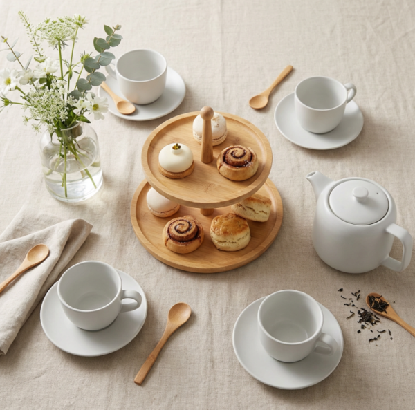 93d4bcee507591c93a4cfe7ca07aa225 Double-Layer Round Wooden Tray