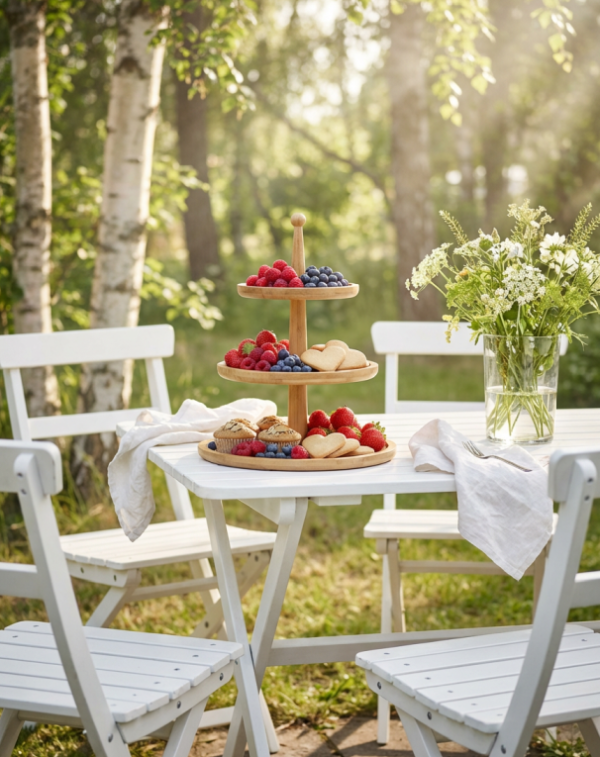 Three-Layer Round Wooden Tray