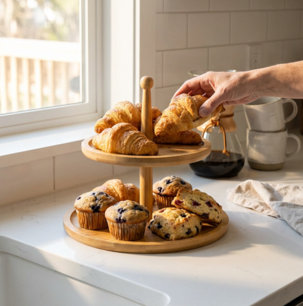 9d923f1ba562b65174e3ab9f7deb6d1f Double-Layer Round Wooden Tray