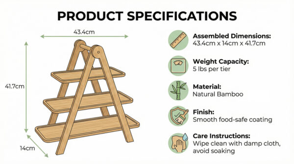 3-Tier Bamboo Pastry Stand