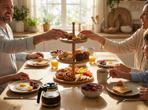 Three-Layer Round Wooden Tray