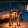 Solar-Powered Rechargeable Wooden Lamp