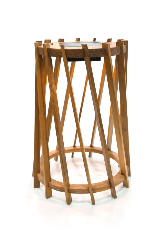 Solar-Powered Rechargeable Wooden Lamp