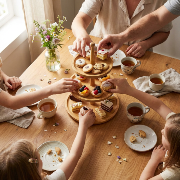 Three-Layer Round Wooden Tray