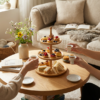 Three-Layer Round Wooden Tray