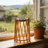 Solar-Powered Rechargeable Wooden Lamp
