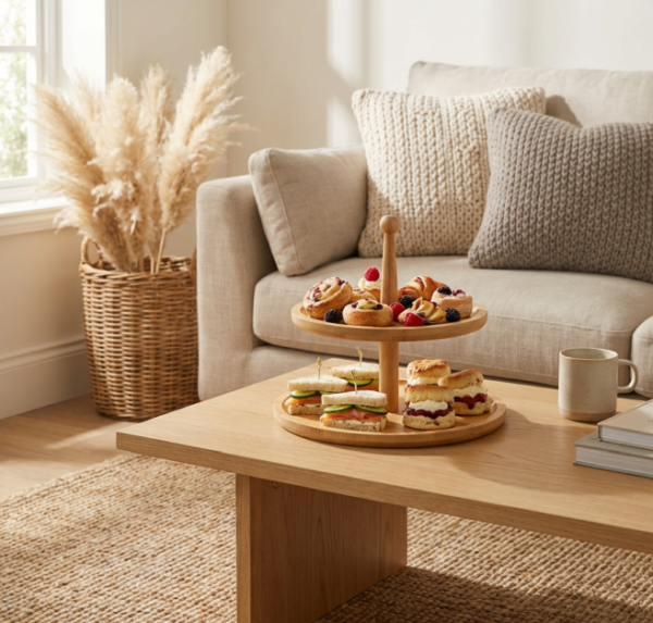 fc12a6f8d7f798a06e4788fe0122bd34 Double-Layer Round Wooden Tray