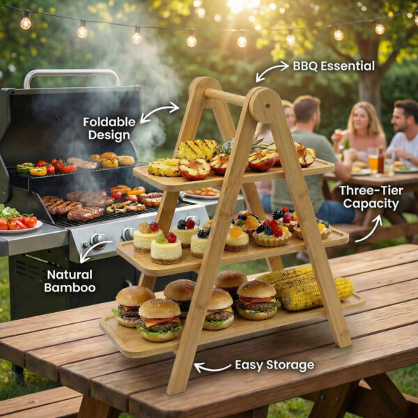 3-Tier Bamboo Pastry Stand