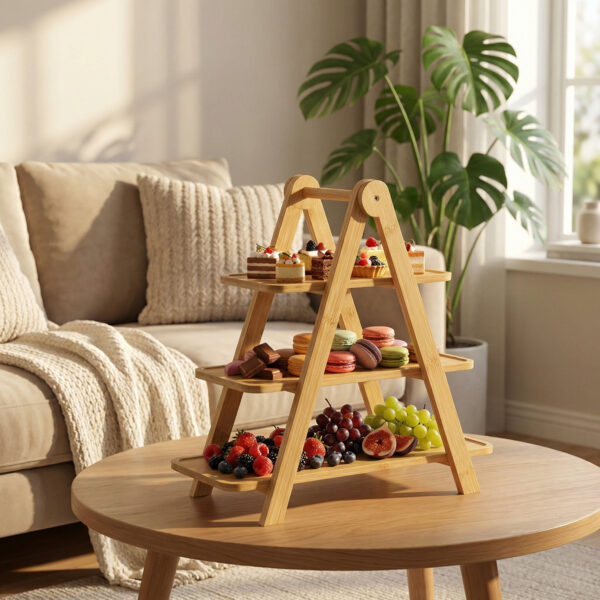 3-Tier Bamboo Pastry Stand