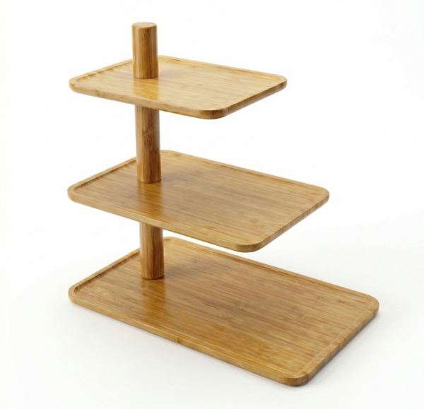 Three-tier Bamboo Pastry Tray