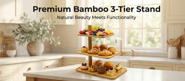 Three-tier Bamboo Pastry Tray