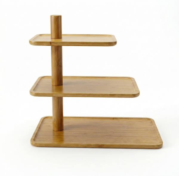 Three-tier Bamboo Pastry Tray