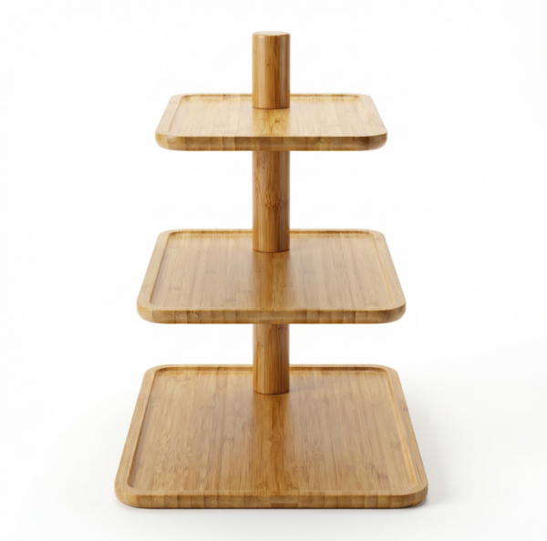 Three-tier Bamboo Pastry Tray