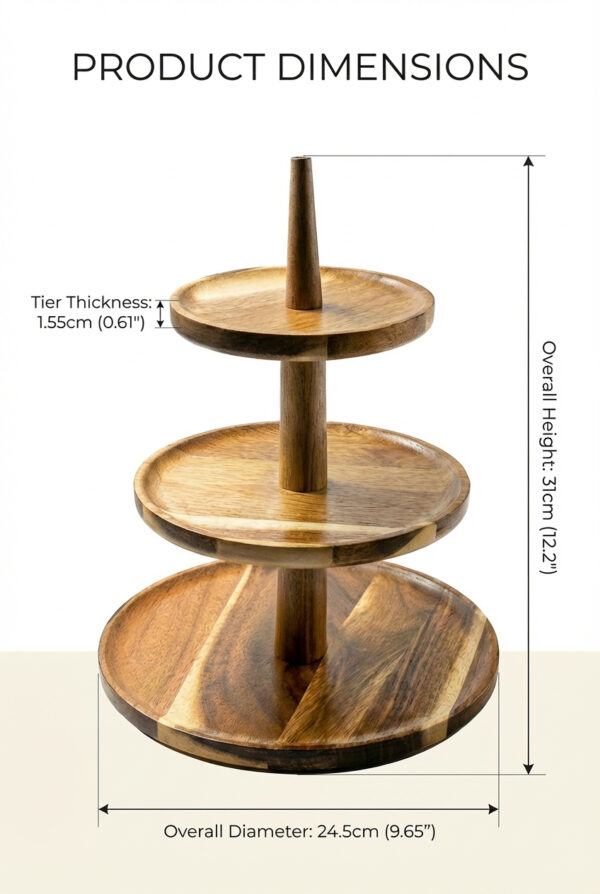 3-tier Acacia Wood Pastry Stand