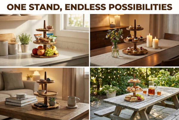 3-tier Acacia Wood Pastry Stand