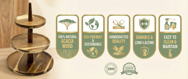 3-tier Acacia Wood Pastry Stand