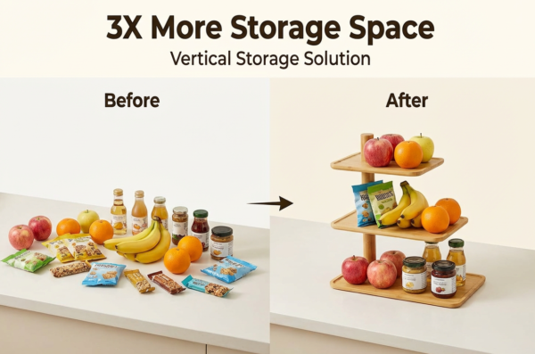 Three-tier Bamboo Pastry Tray