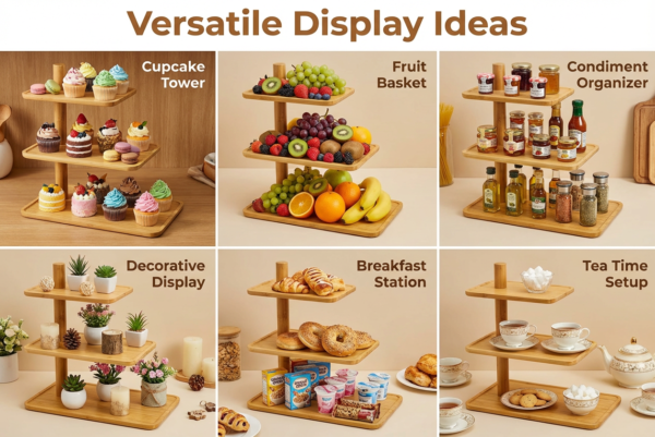 Three-tier Bamboo Pastry Tray