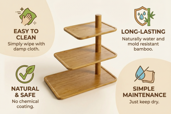 Three-tier Bamboo Pastry Tray