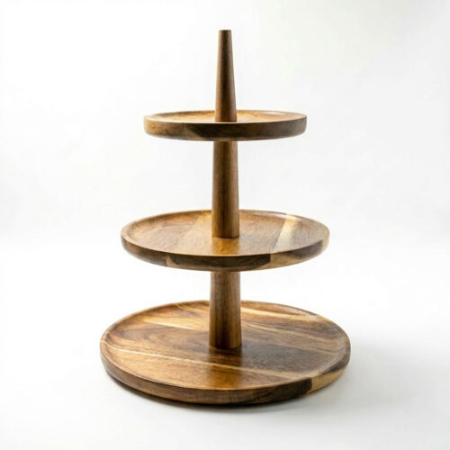 侧面视图 (1) 3-tier Acacia Wood Pastry Stand