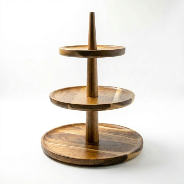 3-tier Acacia Wood Pastry Stand